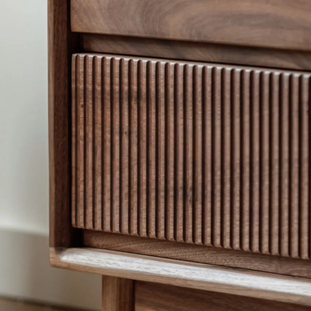 47H Modern Walnut Flip-Up Glass Door Storage Cabinet
