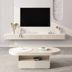 71 Off-White Long Floating Wood Cable Management TV Stand