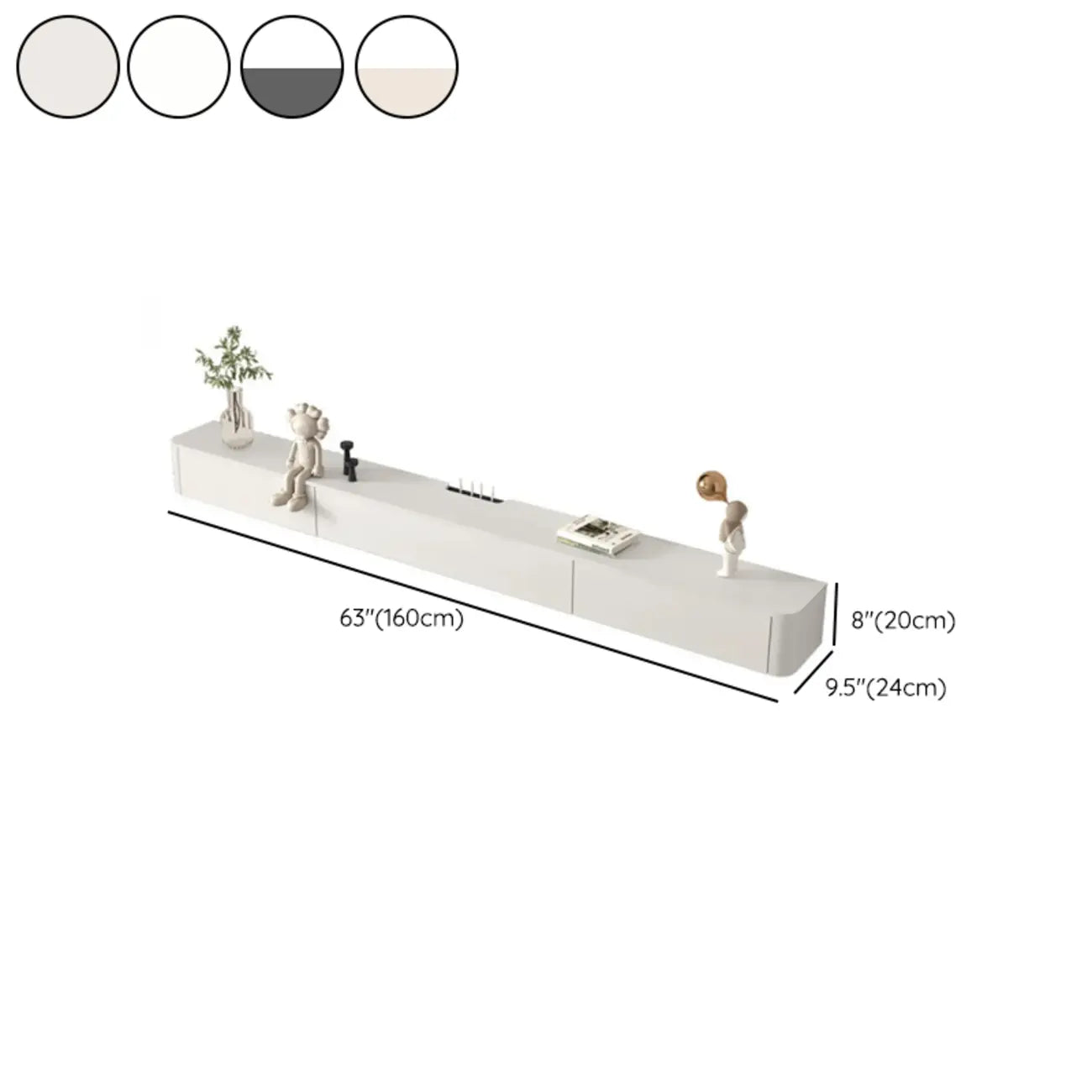 71 Off-White Long Floating Wood Cable Management TV Stand
