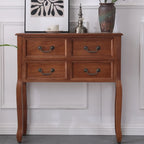 Rectangular Dark Walnut Console Table with Drawers