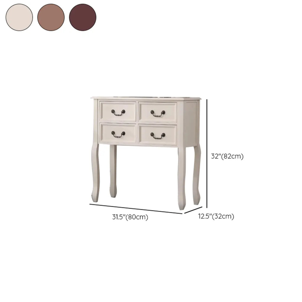 Rectangular Dark Walnut Console Table with Drawers