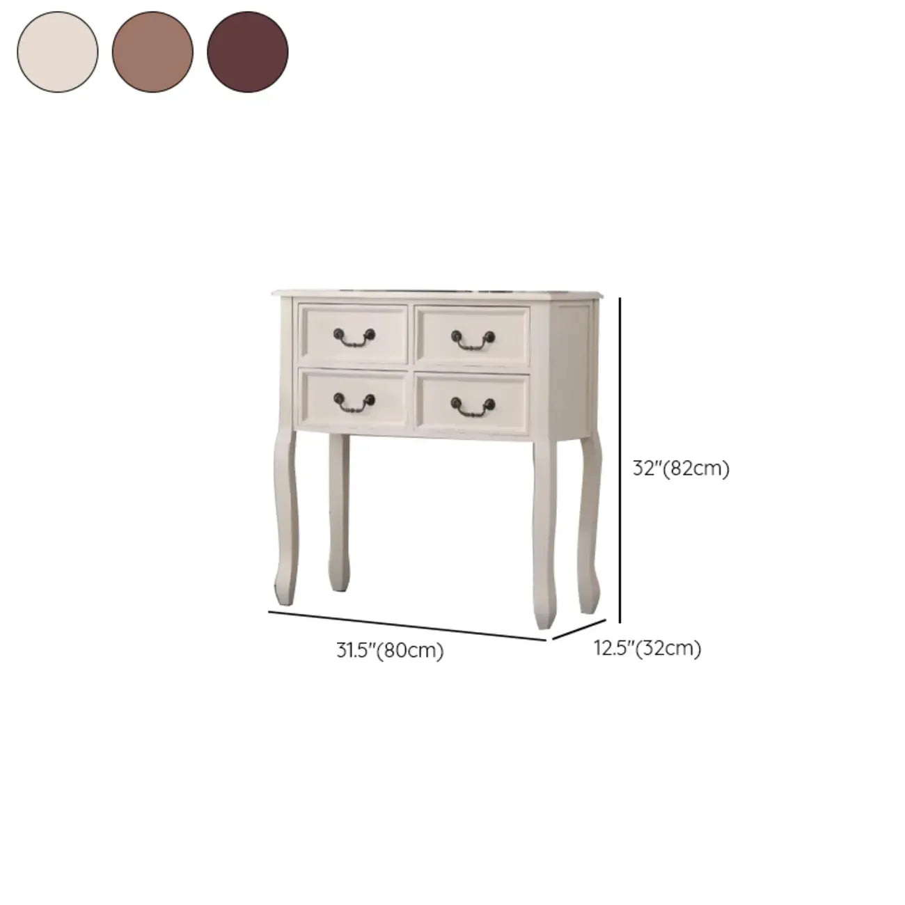 Rectangular Dark Walnut Console Table with Drawers