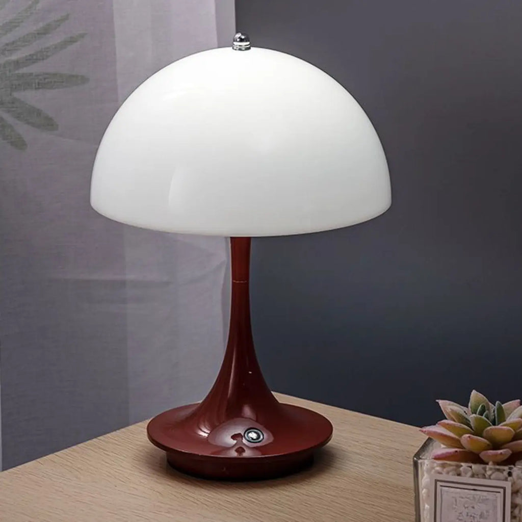 Art Deco White LED Dome Acrylic Shade Cordless Table Lamp