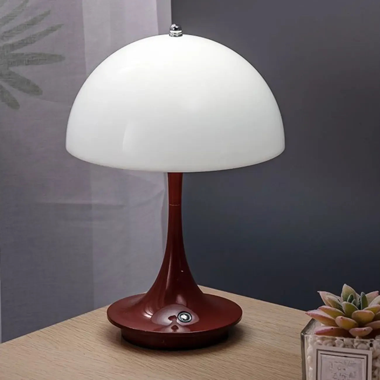 Art Deco White LED Dome Acrylic Shade Cordless Table Lamp