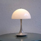 Art Deco White LED Dome Acrylic Shade Cordless Table Lamp