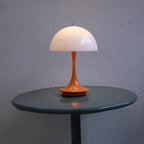 Art Deco White LED Dome Acrylic Shade Cordless Table Lamp