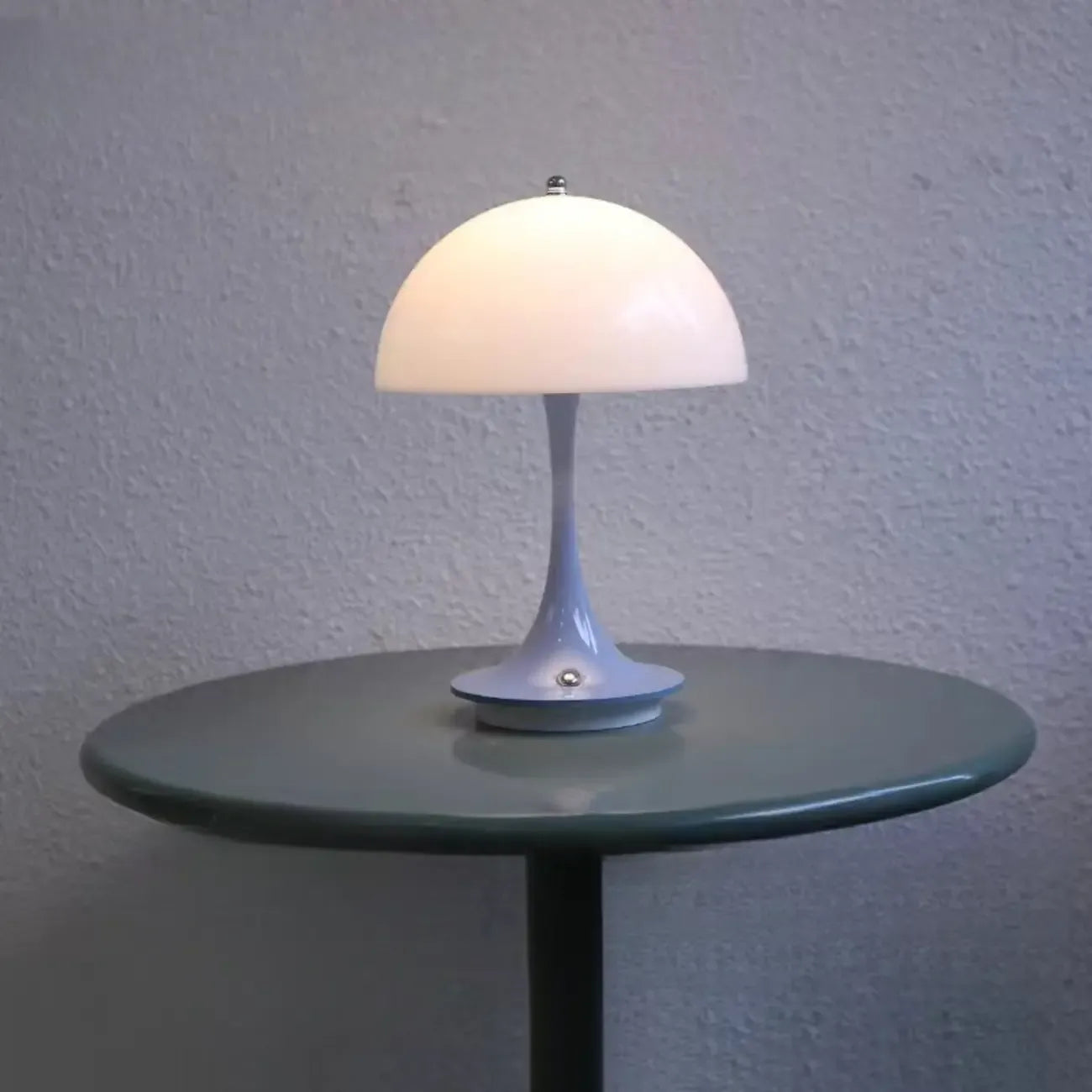 Art Deco White LED Dome Acrylic Shade Cordless Table Lamp