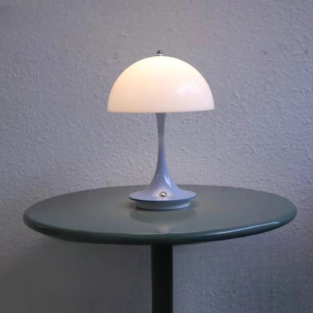 Art Deco White LED Dome Acrylic Shade Cordless Table Lamp