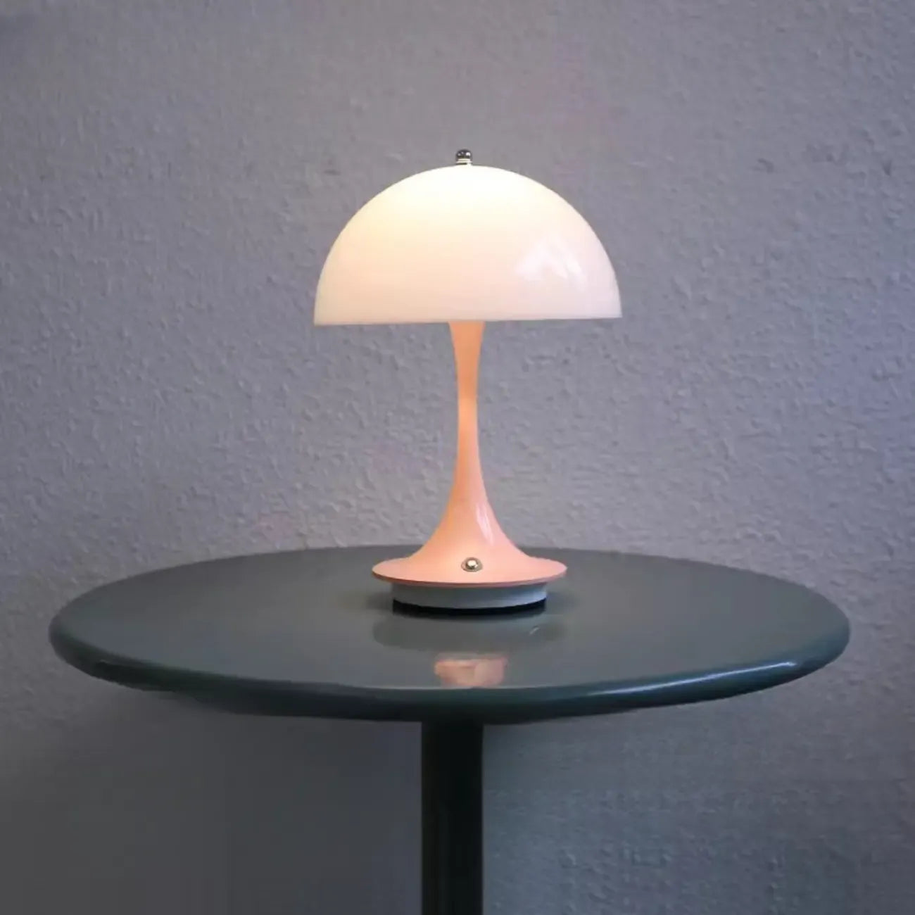 Art Deco White LED Dome Acrylic Shade Cordless Table Lamp
