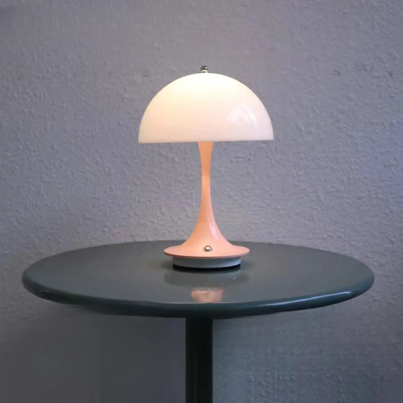 Art Deco White LED Dome Acrylic Shade Cordless Table Lamp