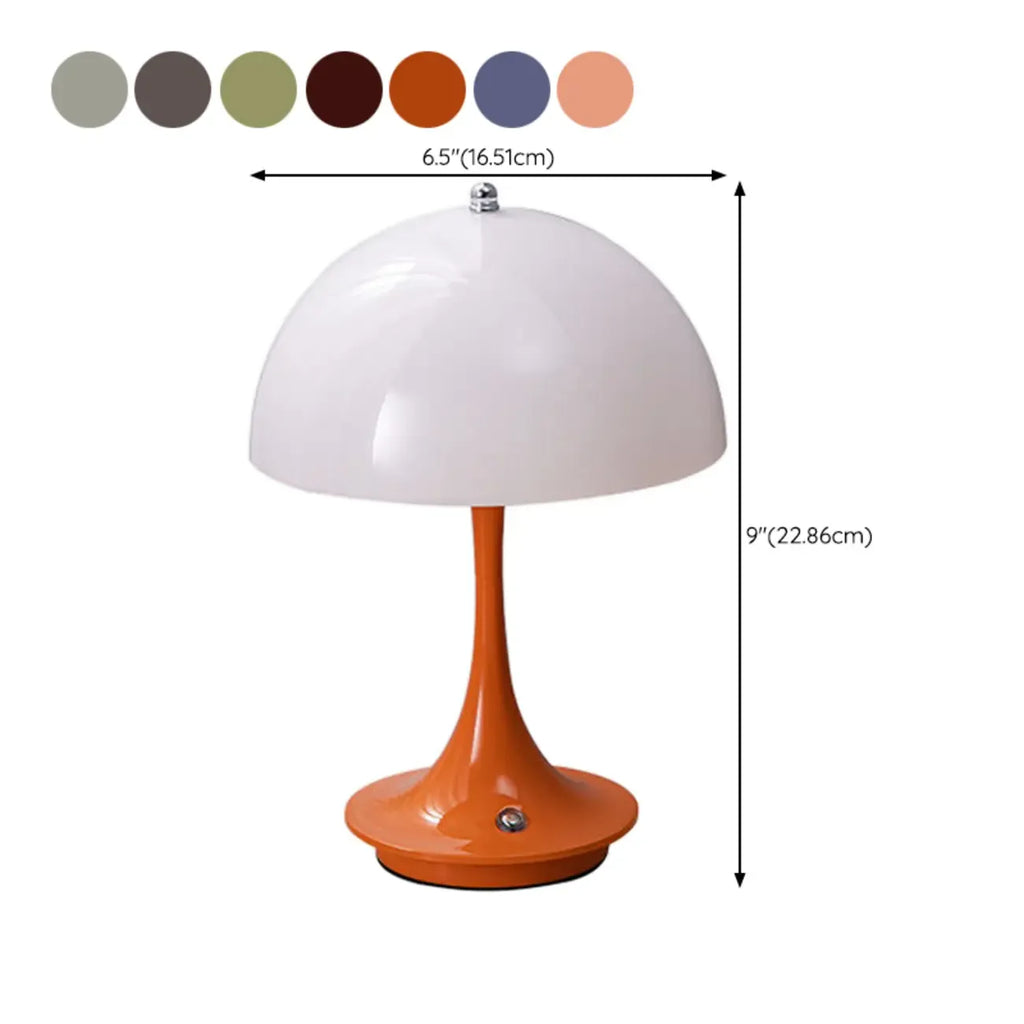 Art Deco White LED Dome Acrylic Shade Cordless Table Lamp