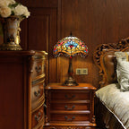 HomeyFad Vintage Stained Glass Dome Bronze Table Lamp