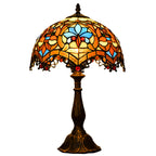 HomeyFad Vintage Stained Glass Dome Bronze Table Lamp