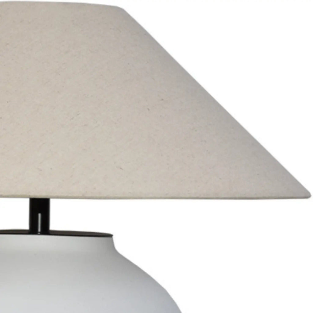 Simple Modern Ceramic Yellow LED Table Lamp in Fabric Shade