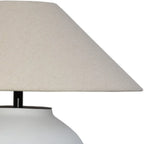 Simple Modern Ceramic Yellow LED Table Lamp in Fabric Shade