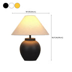 Simple Modern Ceramic Yellow LED Table Lamp in Fabric Shade