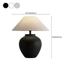 Simple Modern Ceramic Yellow LED Table Lamp in Fabric Shade