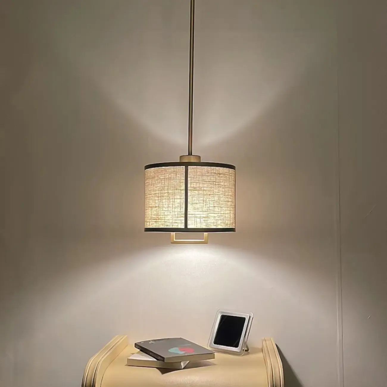 Downrods Elegant Ivory Cylinder Ceiling Light Indoor Hanging