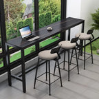 Modern Grey Stone Top Bar Height Table with Trestle Base