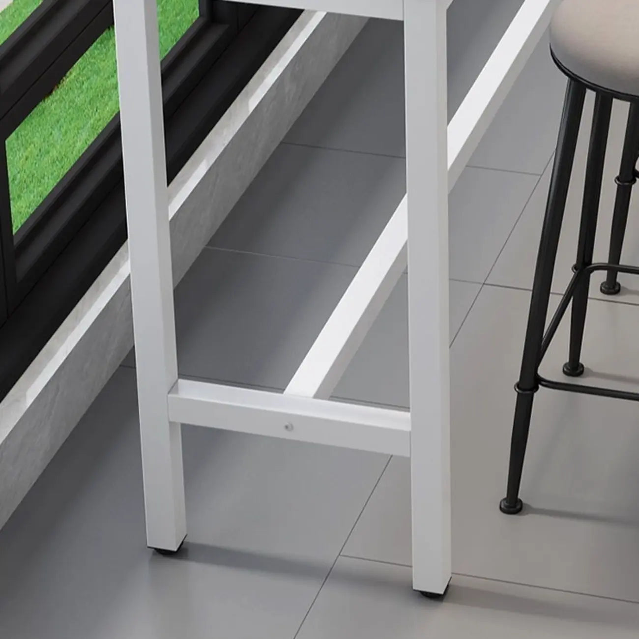 Modern Grey Stone Top Bar Height Table with Trestle Base