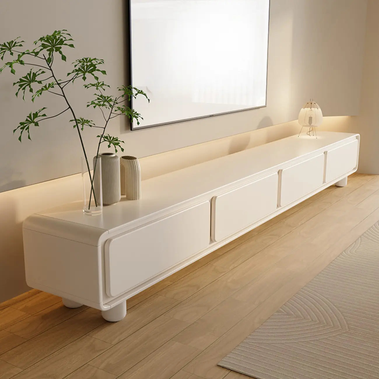 63 Living Room White Wooden Rectangular TV Stand with Drawer