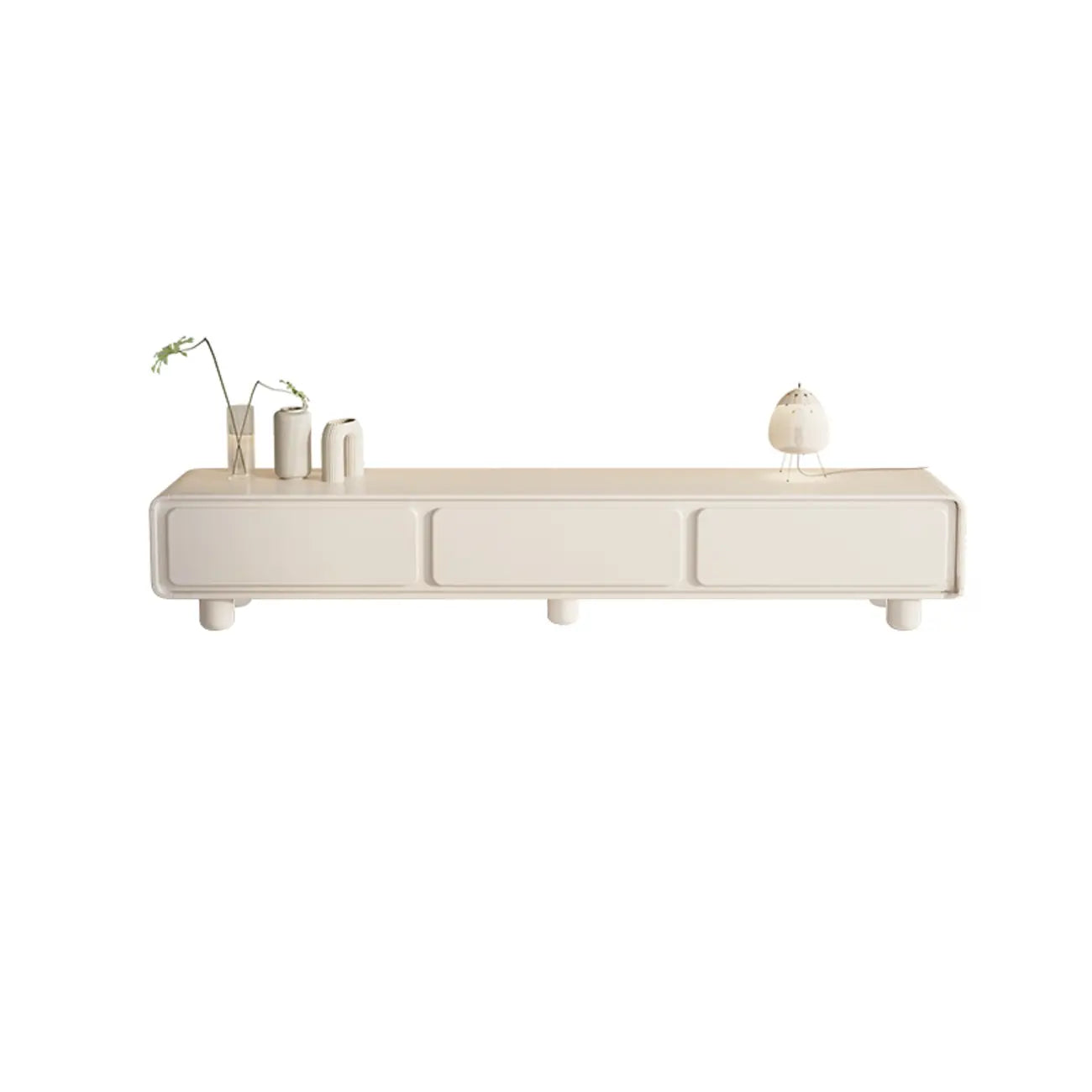 63 Living Room White Wooden Rectangular TV Stand with Drawer
