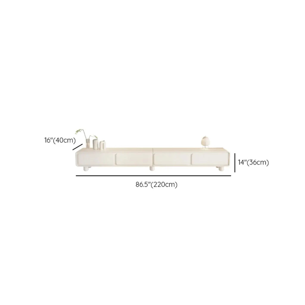 63 Living Room White Wooden Rectangular TV Stand with Drawer