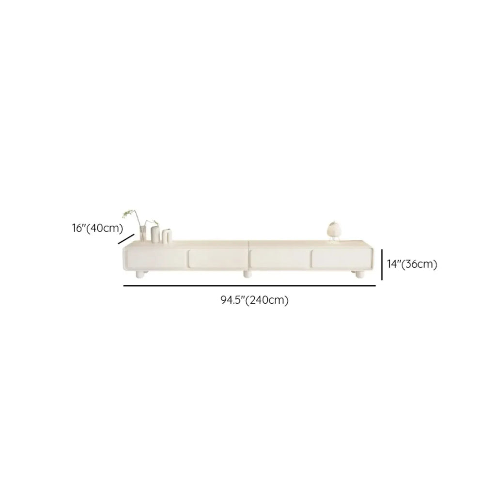 63 Living Room White Wooden Rectangular TV Stand with Drawer