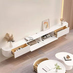 55 White Rubberwood Floating TV Stand with Cable Management