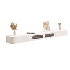 55 White Rubberwood Floating TV Stand with Cable Management
