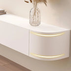 55 White Rubberwood Floating TV Stand with Cable Management