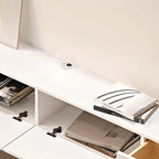 55 White Rubberwood Floating TV Stand with Cable Management