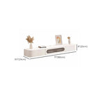 55 White Rubberwood Floating TV Stand with Cable Management