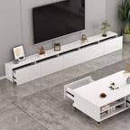 71 Living Room White Wood Rectangular TV Stand with Storage