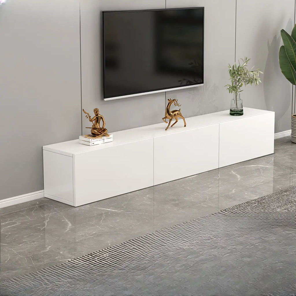 71 Living Room White Wood Rectangular TV Stand with Storage