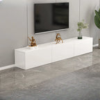 71 Living Room White Wood Rectangular TV Stand with Storage