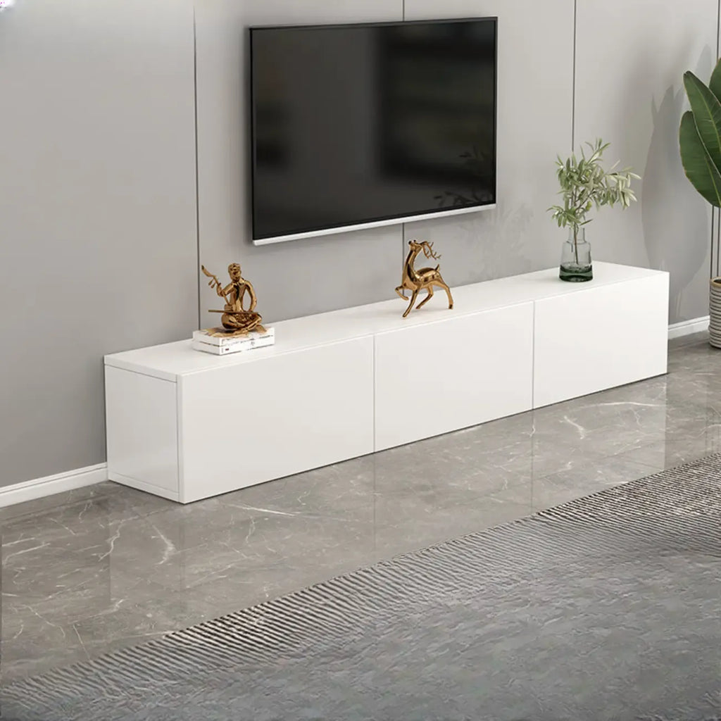 71 Living Room White Wood Rectangular TV Stand with Storage