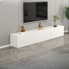71 Living Room White Wood Rectangular TV Stand with Storage