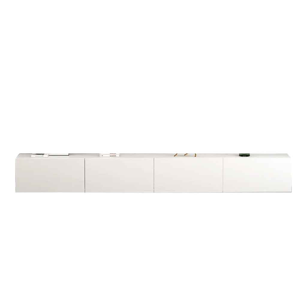 71 Living Room White Wood Rectangular TV Stand with Storage
