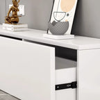 71 Living Room White Wood Rectangular TV Stand with Storage