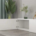 71 Living Room White Wood Rectangular TV Stand with Storage