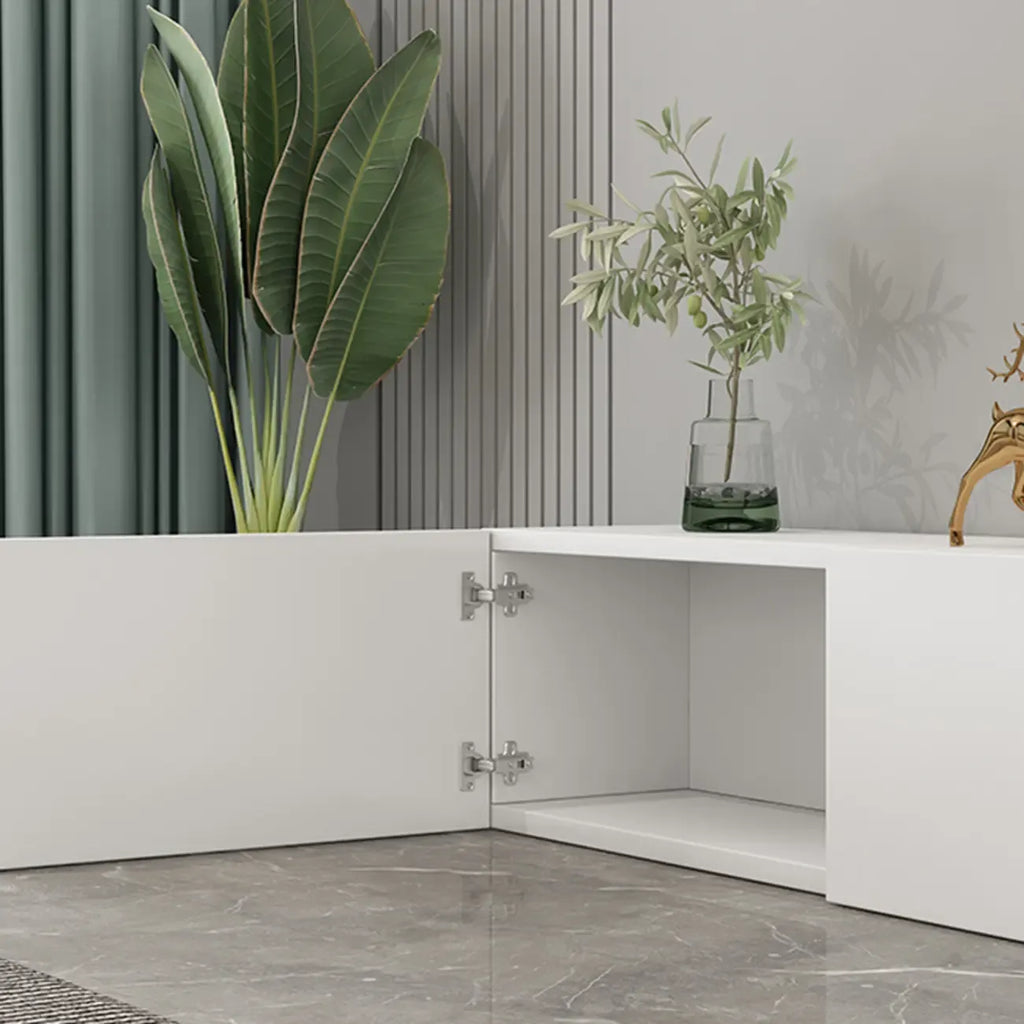 71 Living Room White Wood Rectangular TV Stand with Storage