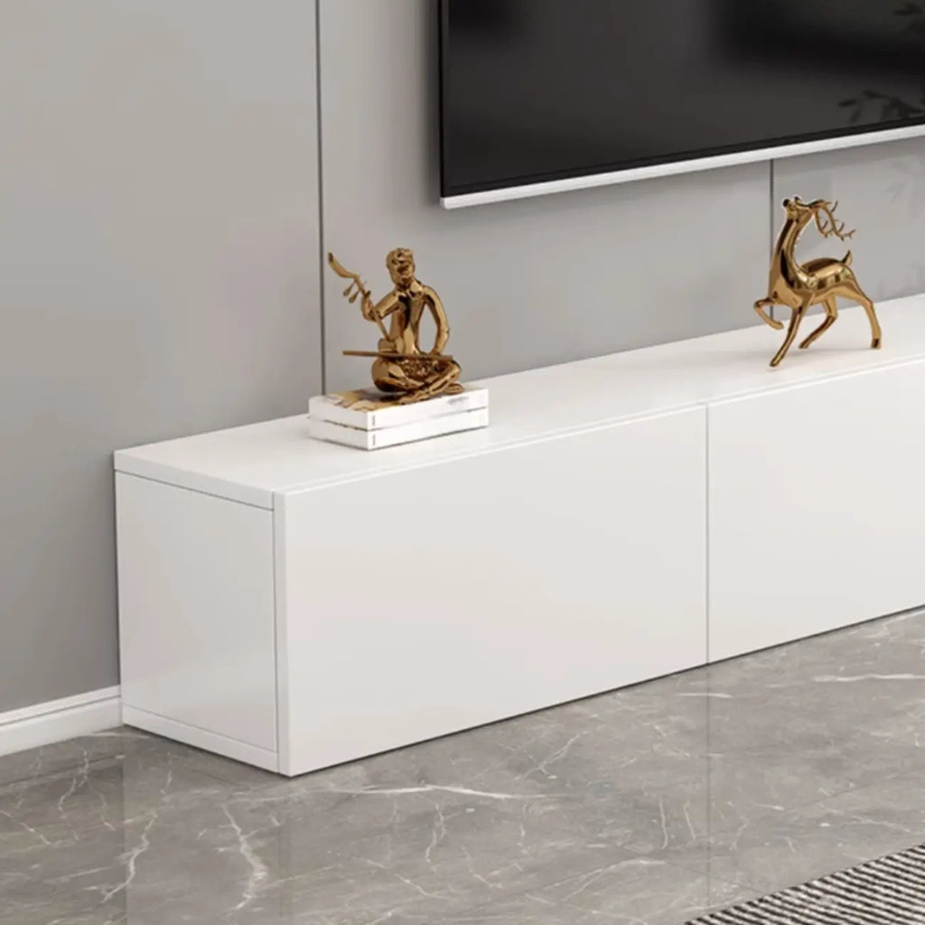 71 Living Room White Wood Rectangular TV Stand with Storage
