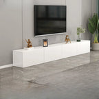 71 Living Room White Wood Rectangular TV Stand with Storage