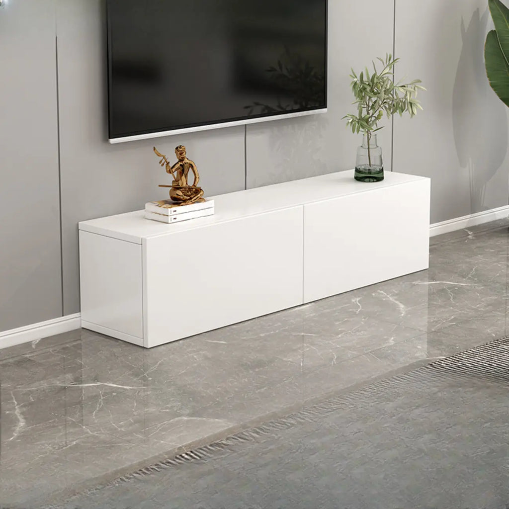 71 Living Room White Wood Rectangular TV Stand with Storage