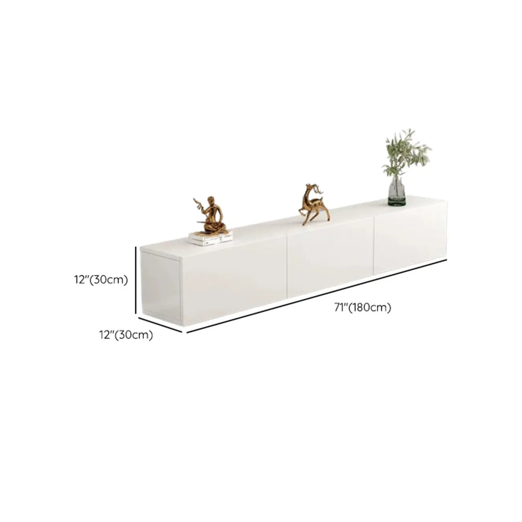 71 Living Room White Wood Rectangular TV Stand with Storage