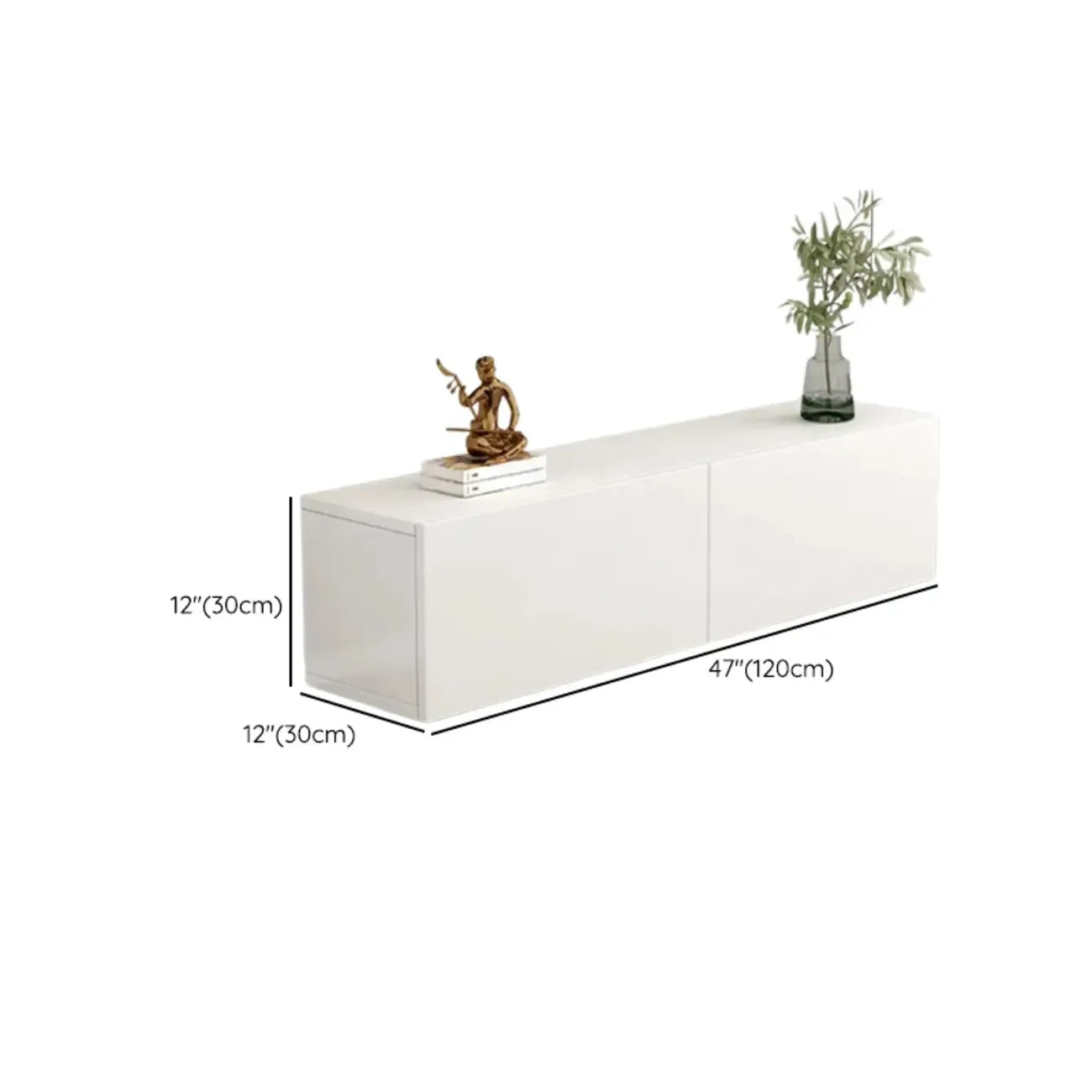 71 Living Room White Wood Rectangular TV Stand with Storage