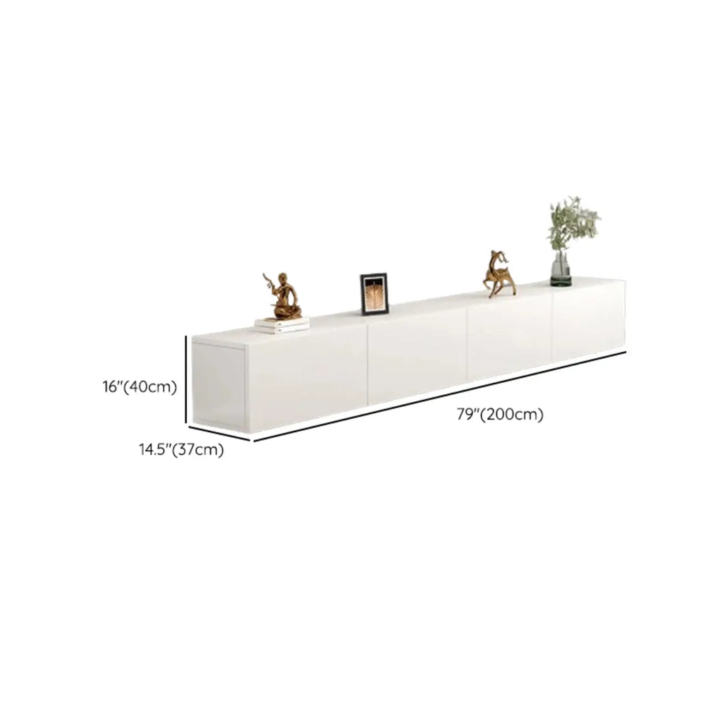 71 Living Room White Wood Rectangular TV Stand with Storage