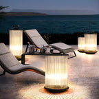 Black Metal Cylindrical Glass Post Cap Light