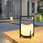 Portable Drum Solar Black Outdoor Post Lights
